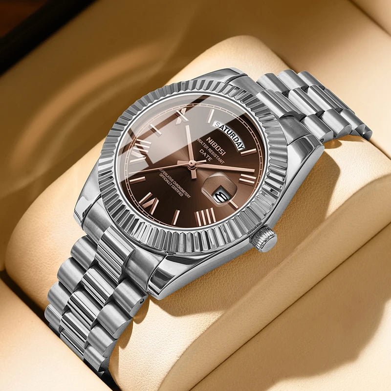 Reloj NIBOSI de Cuarzo con Correa de Acero Inoxidable ⌚✨