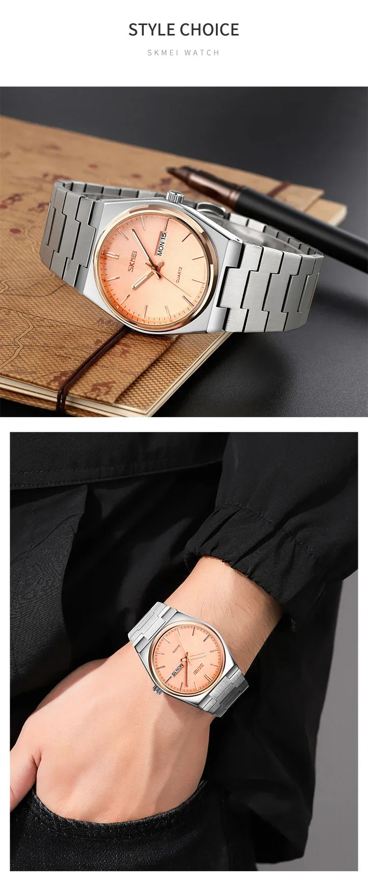 Reloj SKMEI 9288 de Cuarzo con Correa de Acero Inoxidable ⌚✨