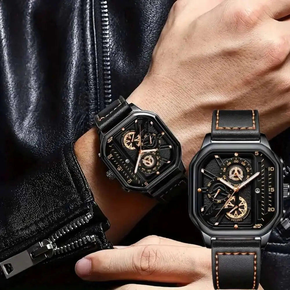 Reloj de Cuarzo con Correa de Cuero para Hombre ⌚🖤