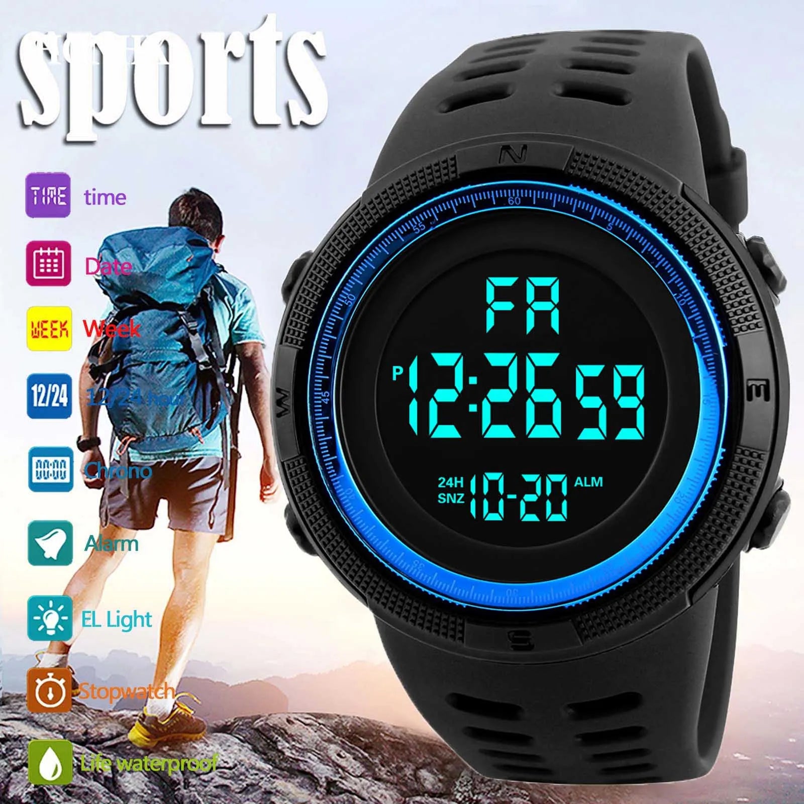 Reloj Digital YIKAZE — Multifunción Deportivo y Casual