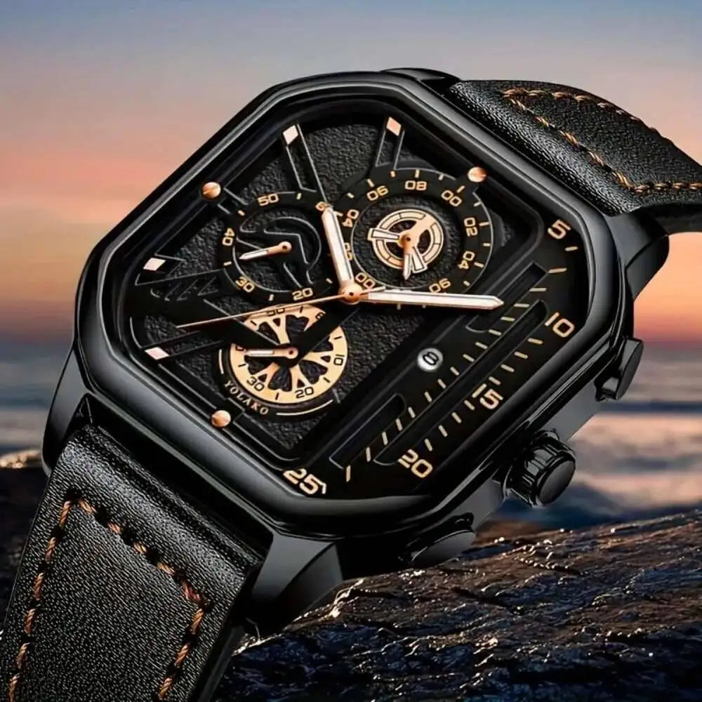 Reloj de Cuarzo con Correa de Cuero para Hombre ⌚🖤