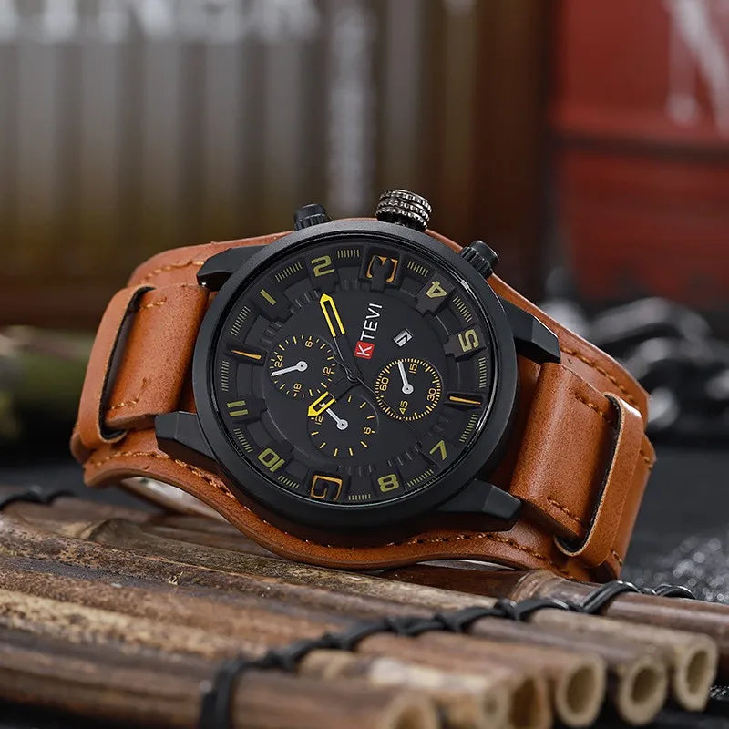 Reloj Analógico-Digital de Cuero — Diseño Fashion & Casual