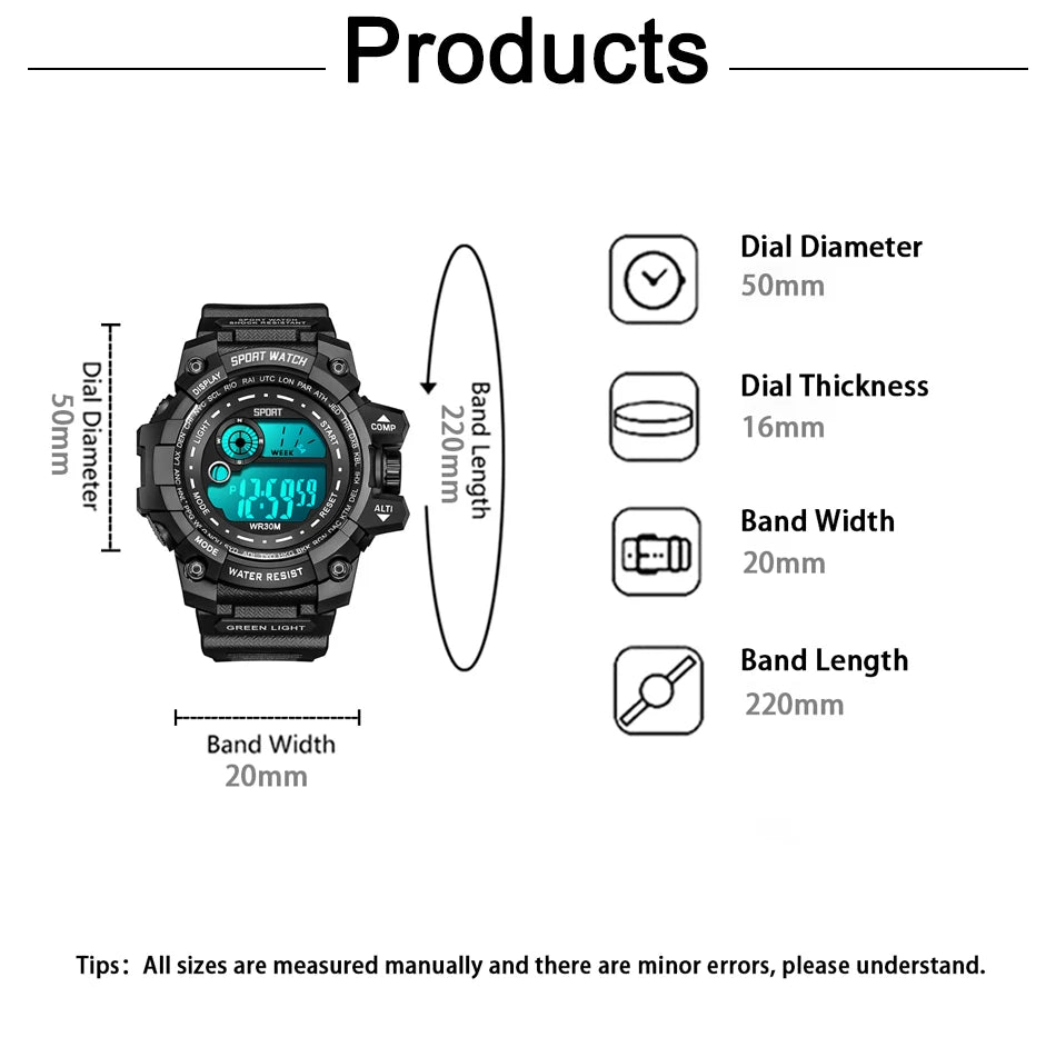Reloj Digital HQ8054 — Estilo Deportivo Robusto