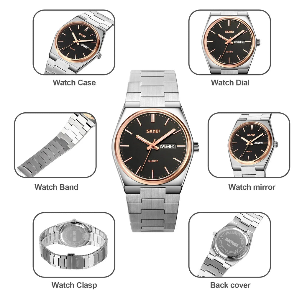Reloj SKMEI 9288 de Cuarzo con Correa de Acero Inoxidable ⌚✨