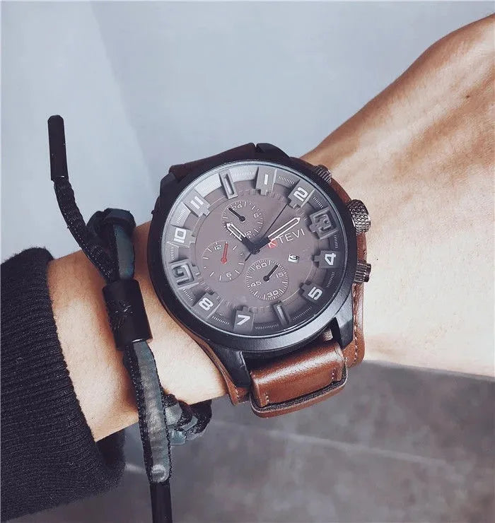 Reloj Analógico-Digital de Cuero — Diseño Fashion & Casual