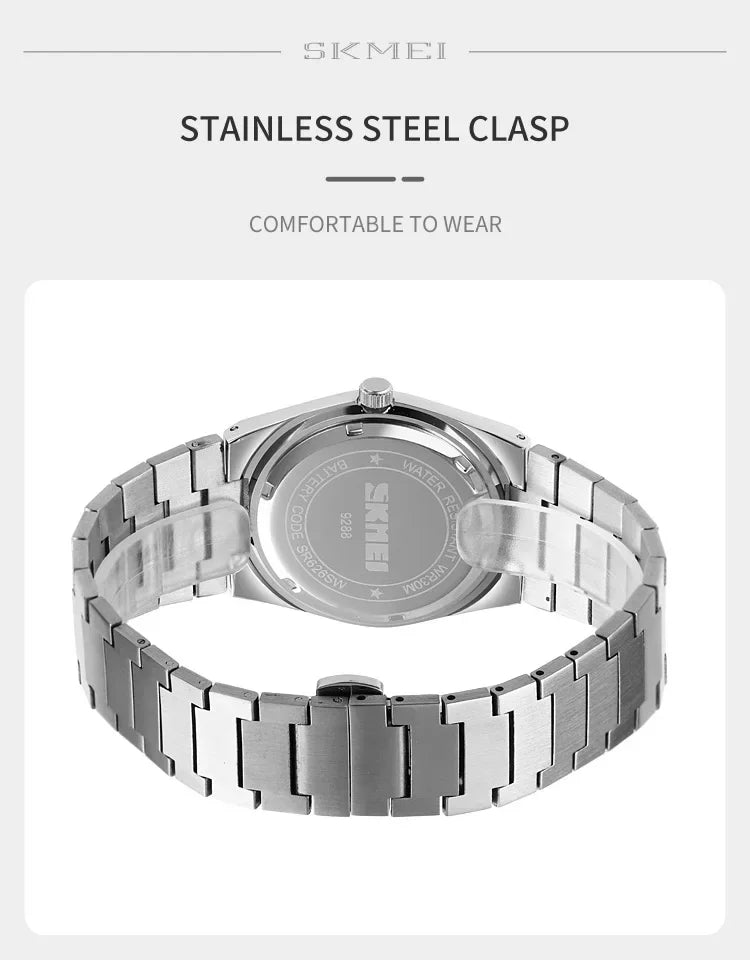 Reloj SKMEI 9288 de Cuarzo con Correa de Acero Inoxidable ⌚✨