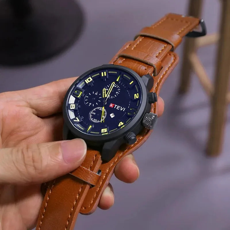 Reloj Analógico-Digital de Cuero — Diseño Fashion & Casual