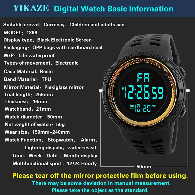 Reloj Digital YIKAZE — Multifunción Deportivo y Casual