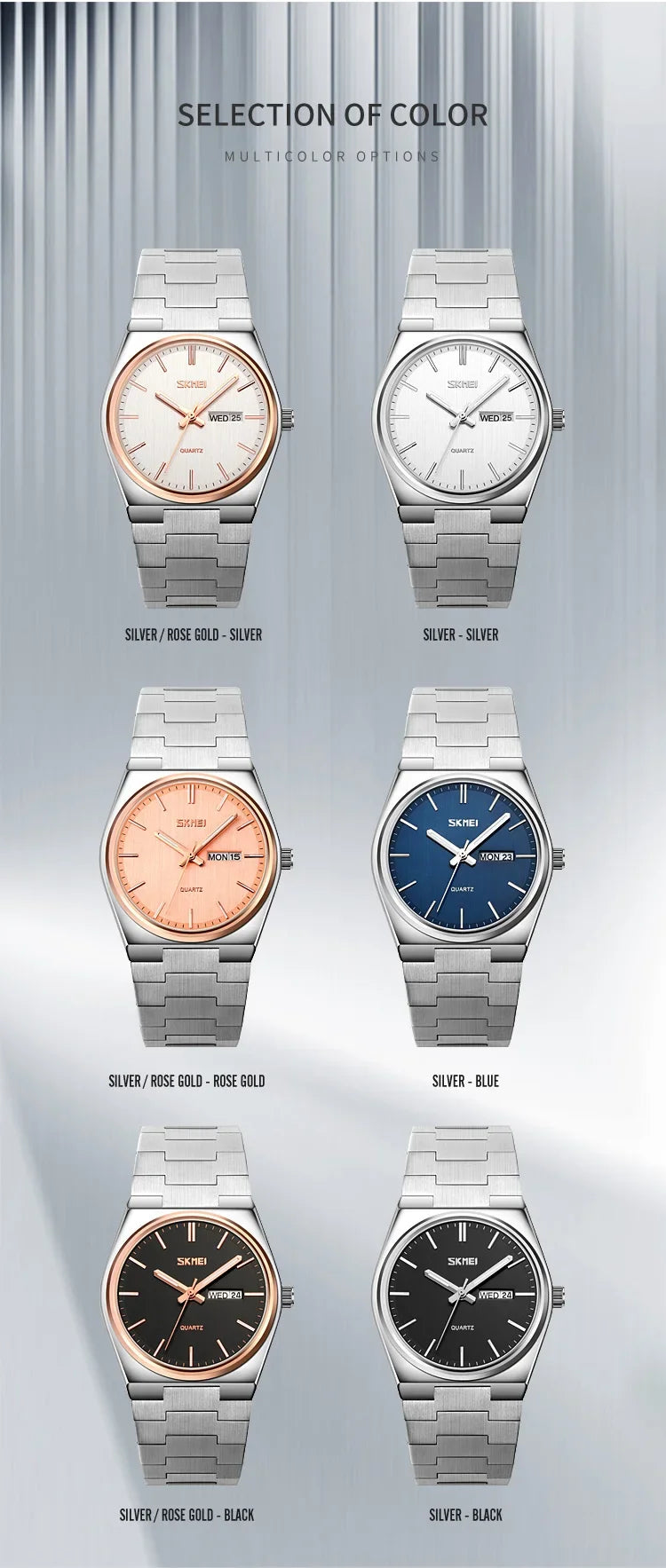 Reloj SKMEI 9288 de Cuarzo con Correa de Acero Inoxidable ⌚✨