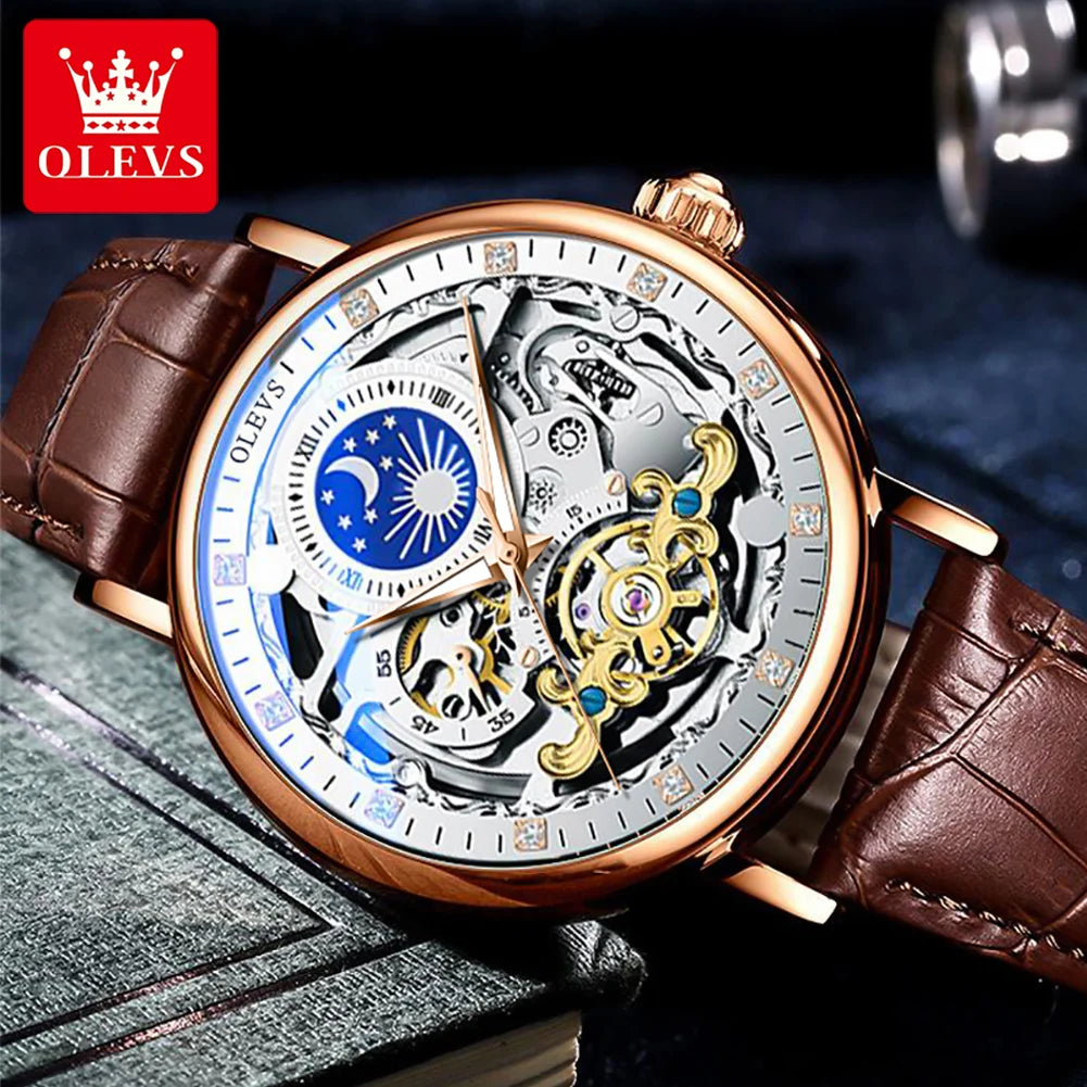 Reloj Mecánico Automático OLEVS 9001 — Esqueleto con Tourbillon