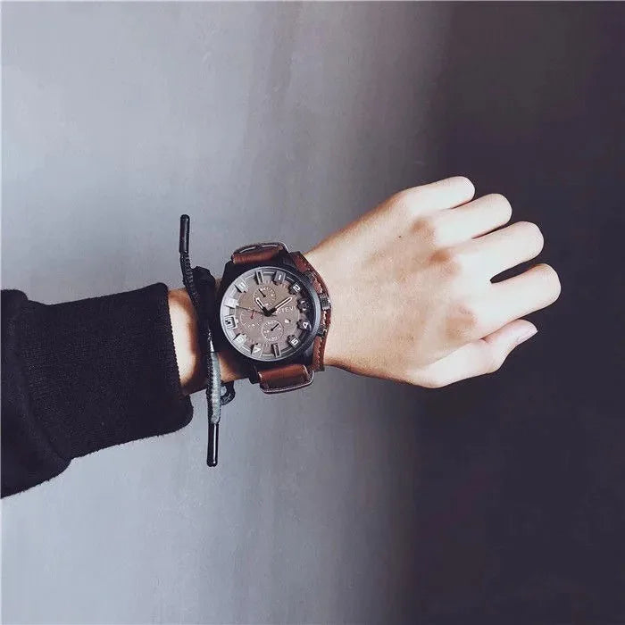 Reloj Analógico-Digital de Cuero — Diseño Fashion & Casual