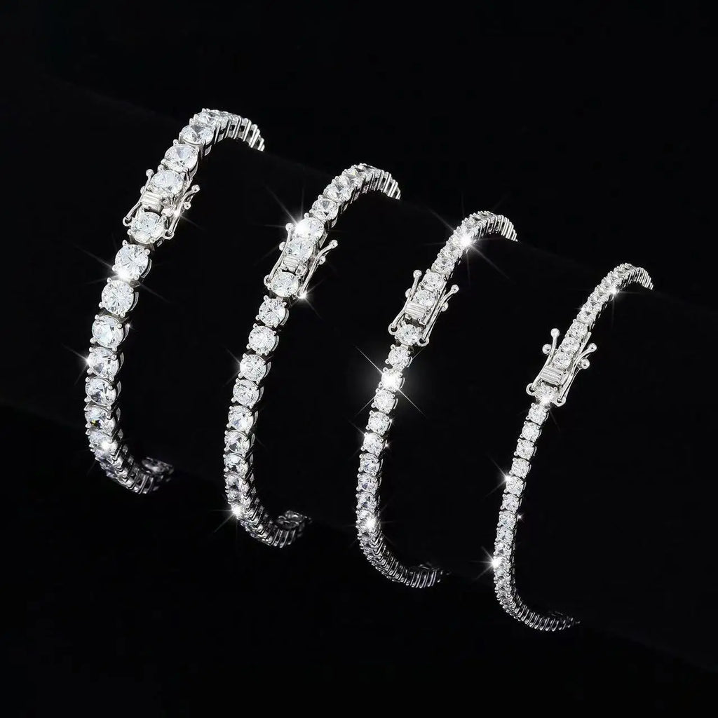 Pulsera Tennis de Moissanita D VVS1 con Diamantes Simulados, Certificado GRA, Plata de Ley 925 Chapada en Oro de 18K, Joyería Elegante y Exclusiva.