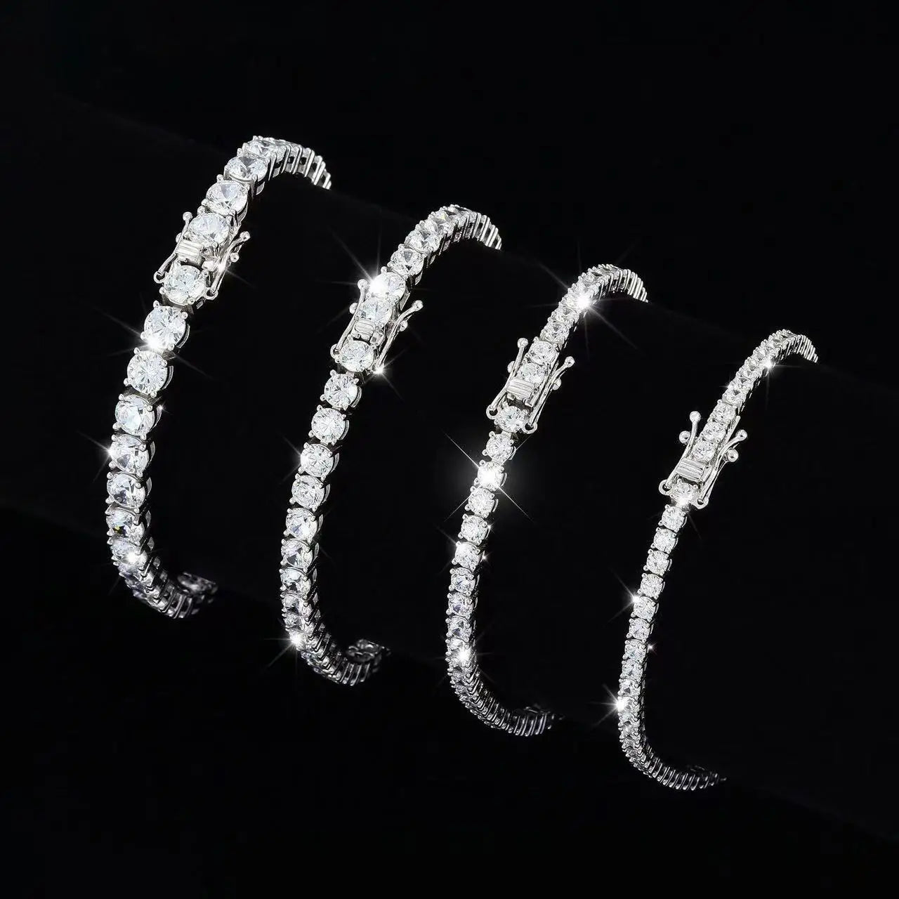 Pulsera Tennis de Moissanita D VVS1 con Diamantes Simulados, Certificado GRA, Plata de Ley 925 Chapada en Oro de 18K, Joyería Elegante y Exclusiva.