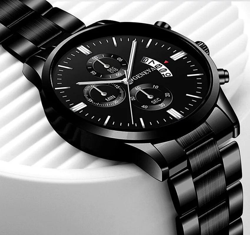 Reloj de Pulsera Clásico SOXY para Hombre – Acero Inoxidable, Calendario Completo