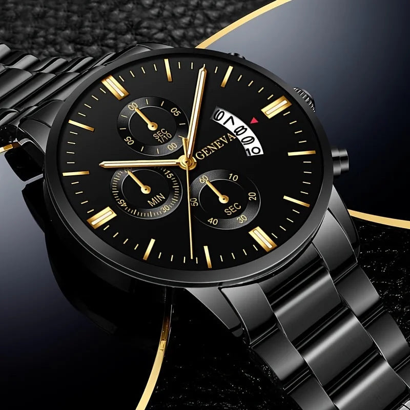 Reloj de Pulsera Clásico SOXY para Hombre – Acero Inoxidable, Calendario Completo