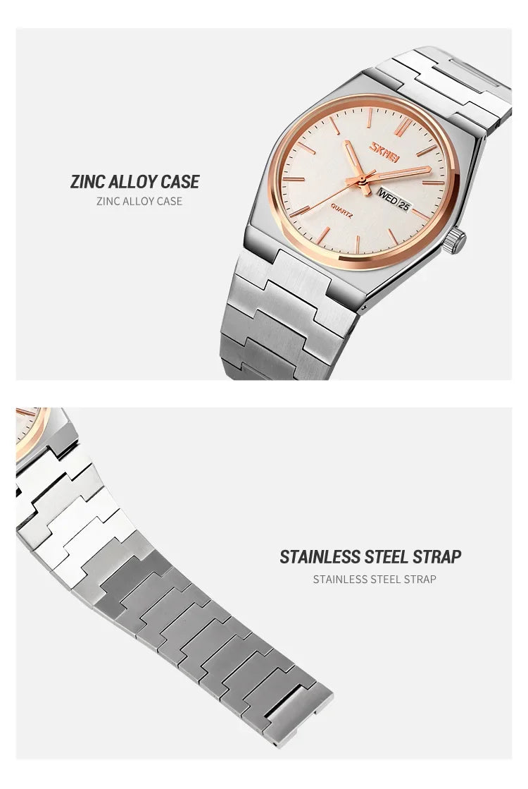 Reloj SKMEI 9288 de Cuarzo con Correa de Acero Inoxidable ⌚✨