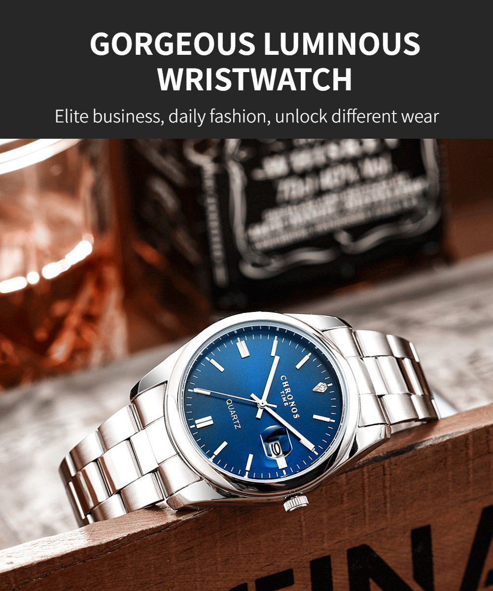 Reloj de Cuarzo Chronos CH08 — Estilo Luxury en Acero Inoxidable