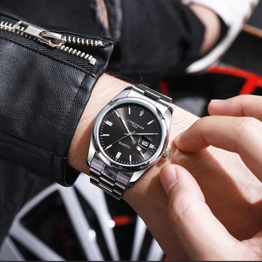 Reloj de Cuarzo Chronos CH08 — Estilo Luxury en Acero Inoxidable