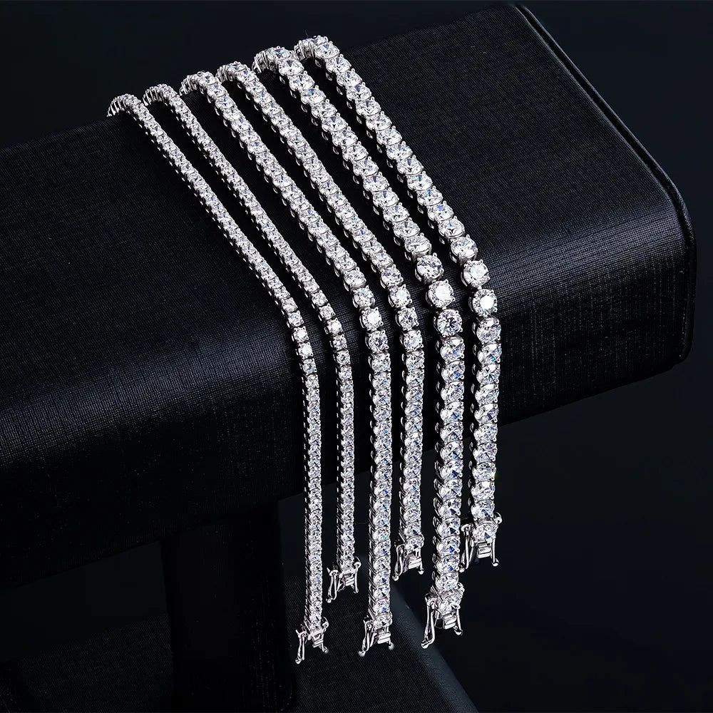 Pulsera Tennis de Moissanita D VVS1 con Diamantes Simulados, Certificado GRA, Plata de Ley 925 Chapada en Oro de 18K, Joyería Elegante y Exclusiva.