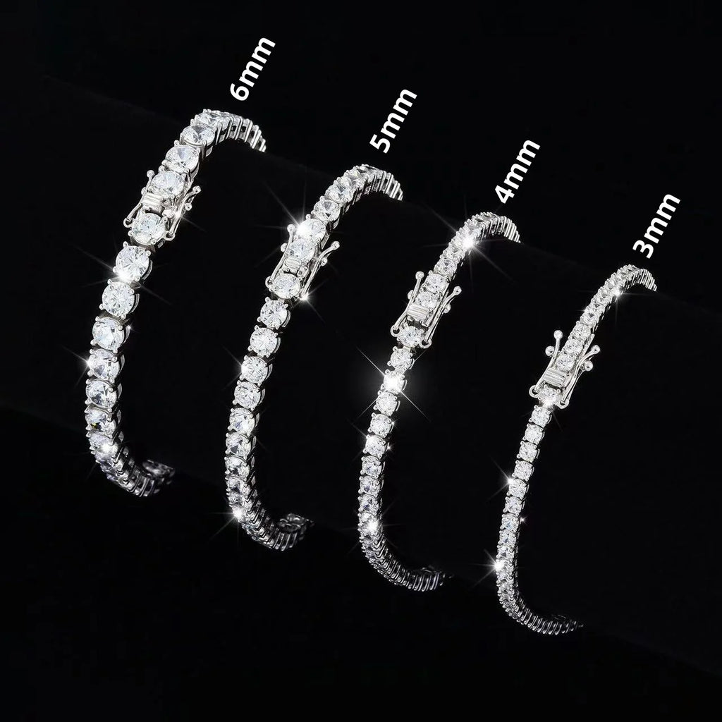 Pulsera Tennis de Moissanita D VVS1 con Diamantes Simulados, Certificado GRA, Plata de Ley 925 Chapada en Oro de 18K, Joyería Elegante y Exclusiva.