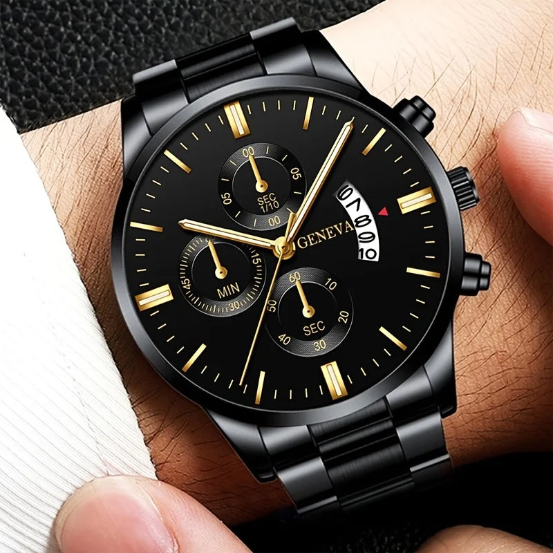 Reloj de Pulsera Clásico SOXY para Hombre – Acero Inoxidable, Calendario Completo