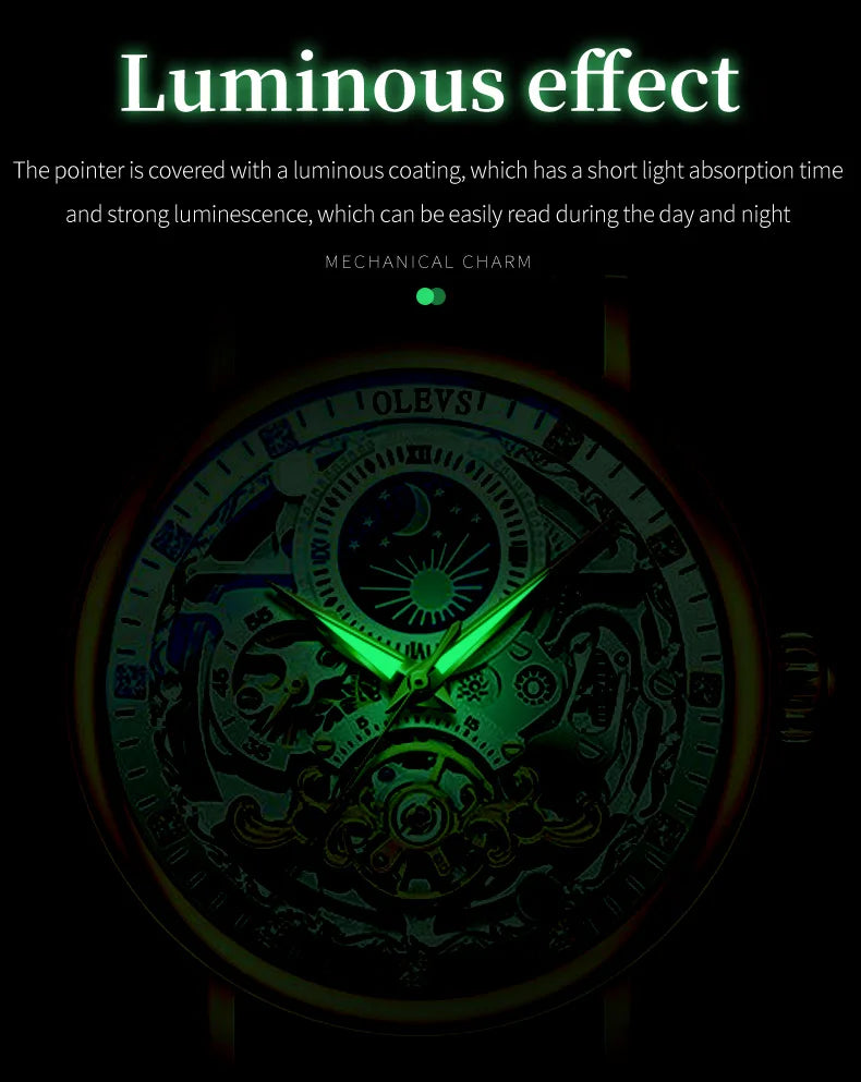 Reloj Mecánico Automático OLEVS 9001 — Esqueleto con Tourbillon