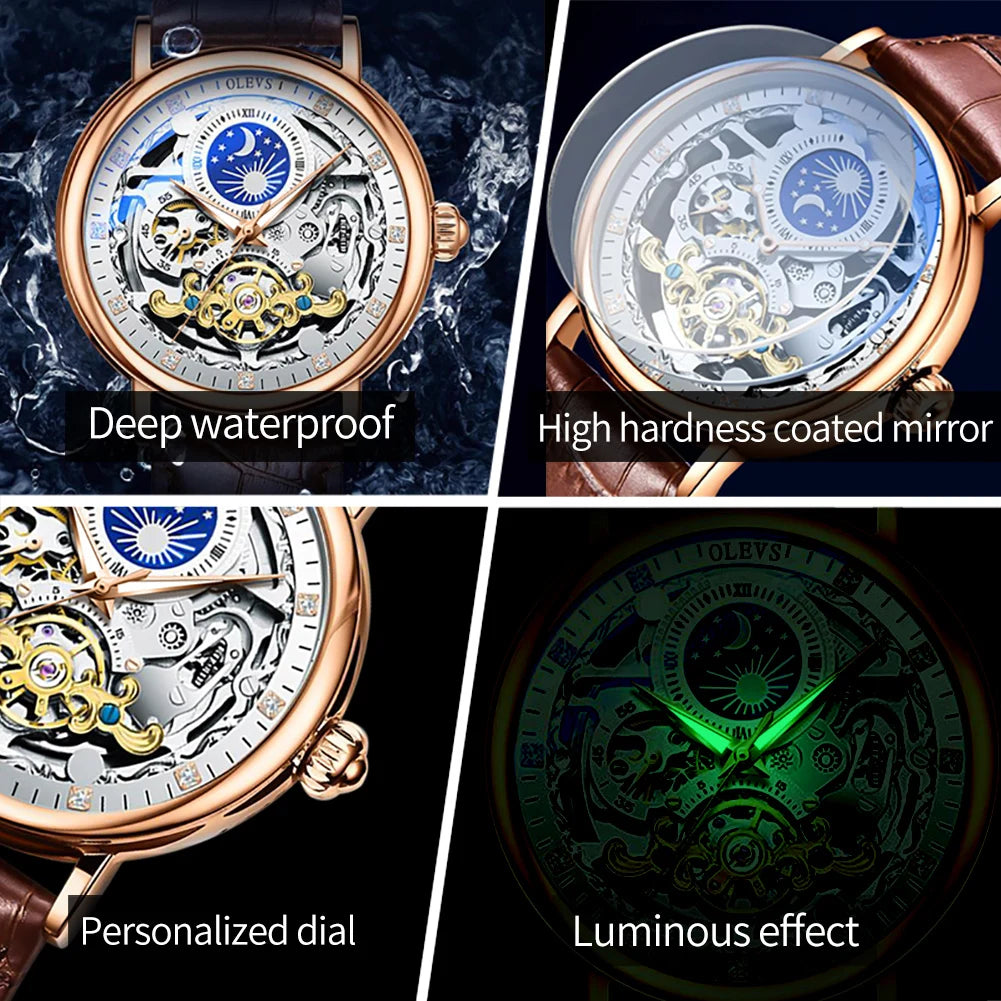 Reloj Mecánico Automático OLEVS 9001 — Esqueleto con Tourbillon