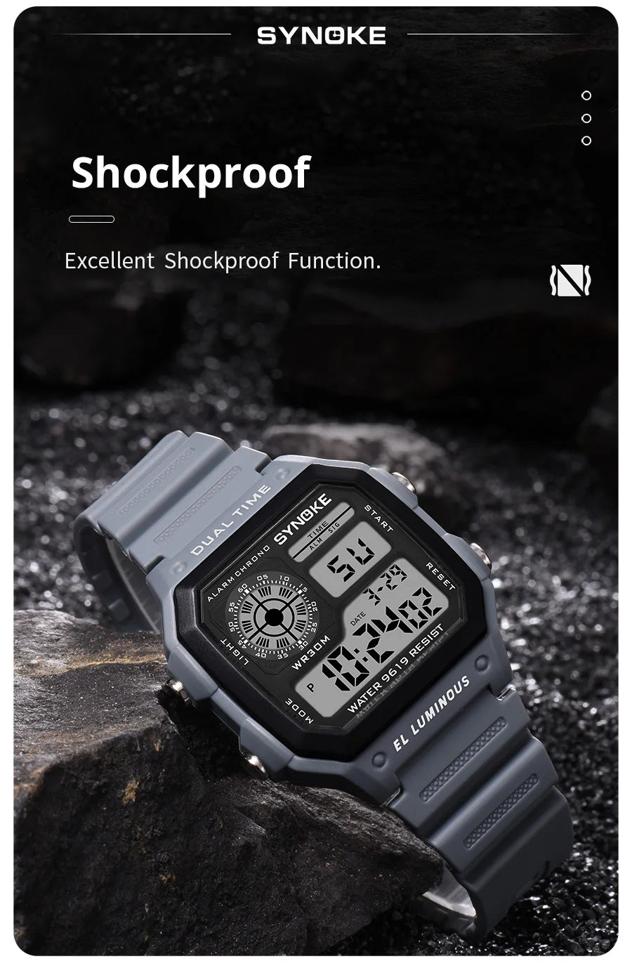 Reloj Digital SYNOKE 9619 — Pantalla Táctil Deportiva
