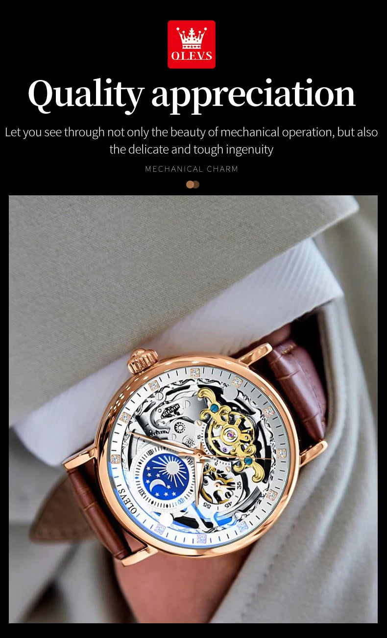 Reloj Mecánico Automático OLEVS 9001 — Esqueleto con Tourbillon