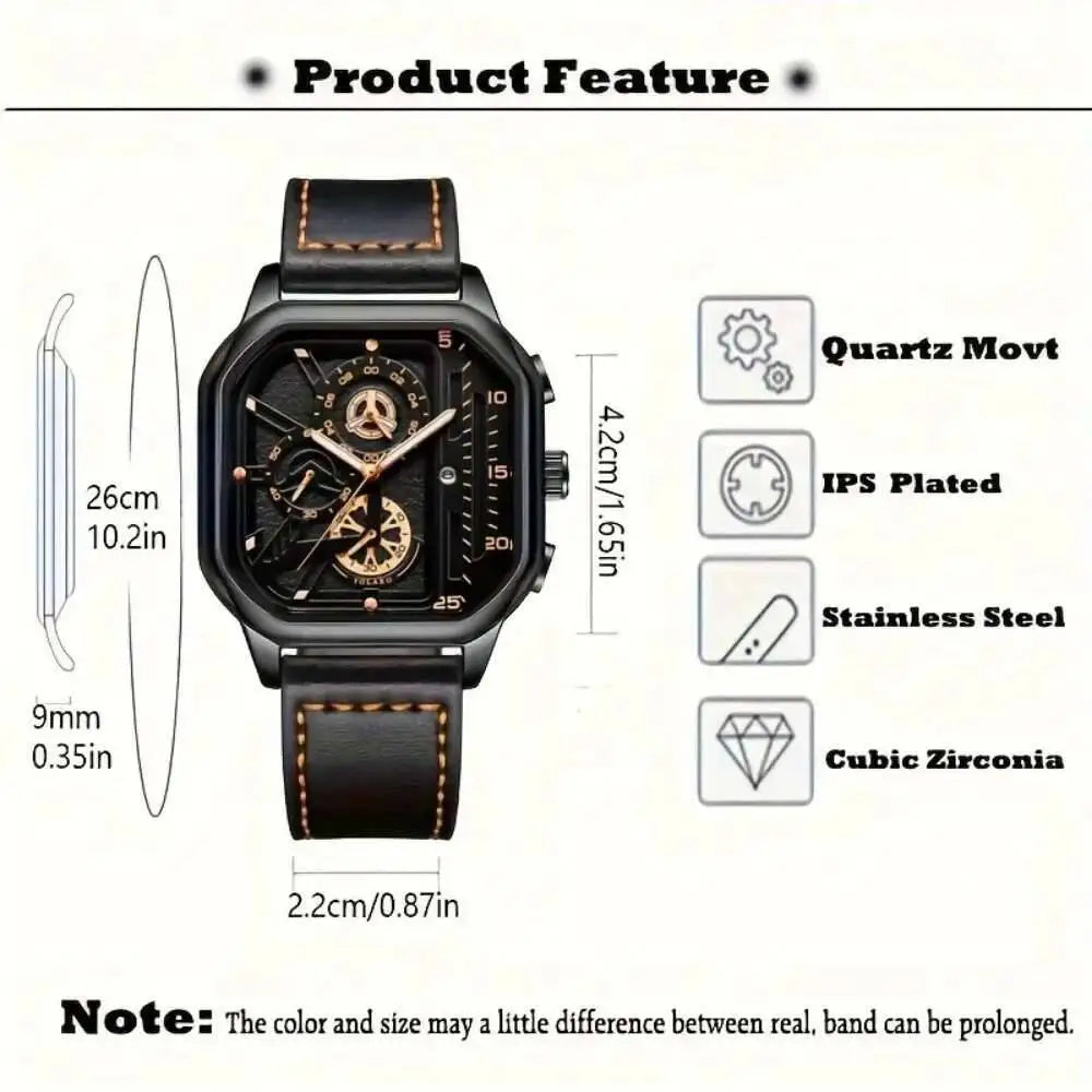 Reloj de Cuarzo con Correa de Cuero para Hombre ⌚🖤