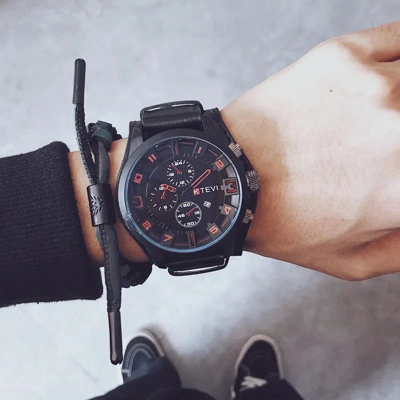 Reloj Analógico-Digital de Cuero — Diseño Fashion & Casual