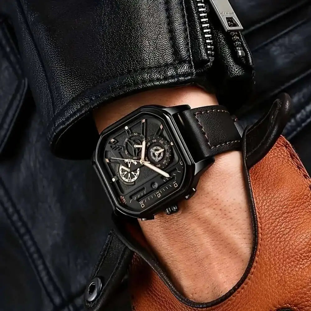 Reloj de Cuarzo con Correa de Cuero para Hombre ⌚🖤