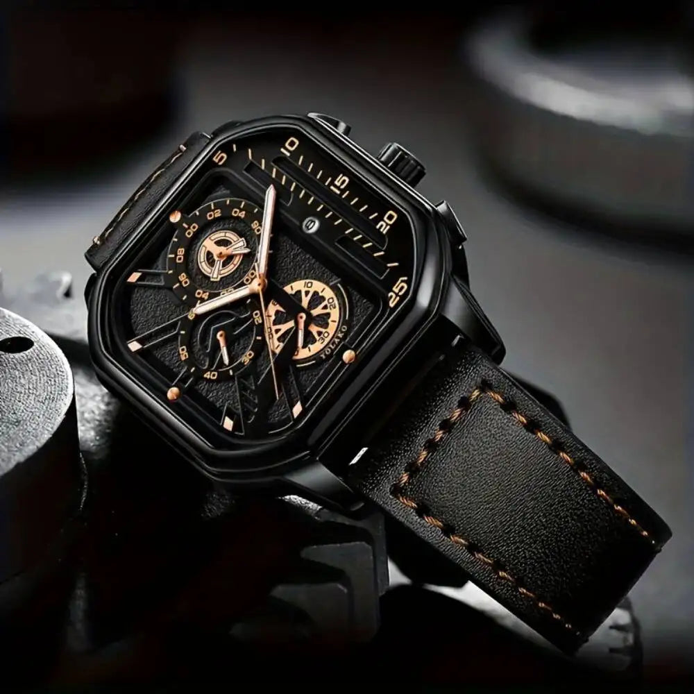 Reloj de Cuarzo con Correa de Cuero para Hombre ⌚🖤