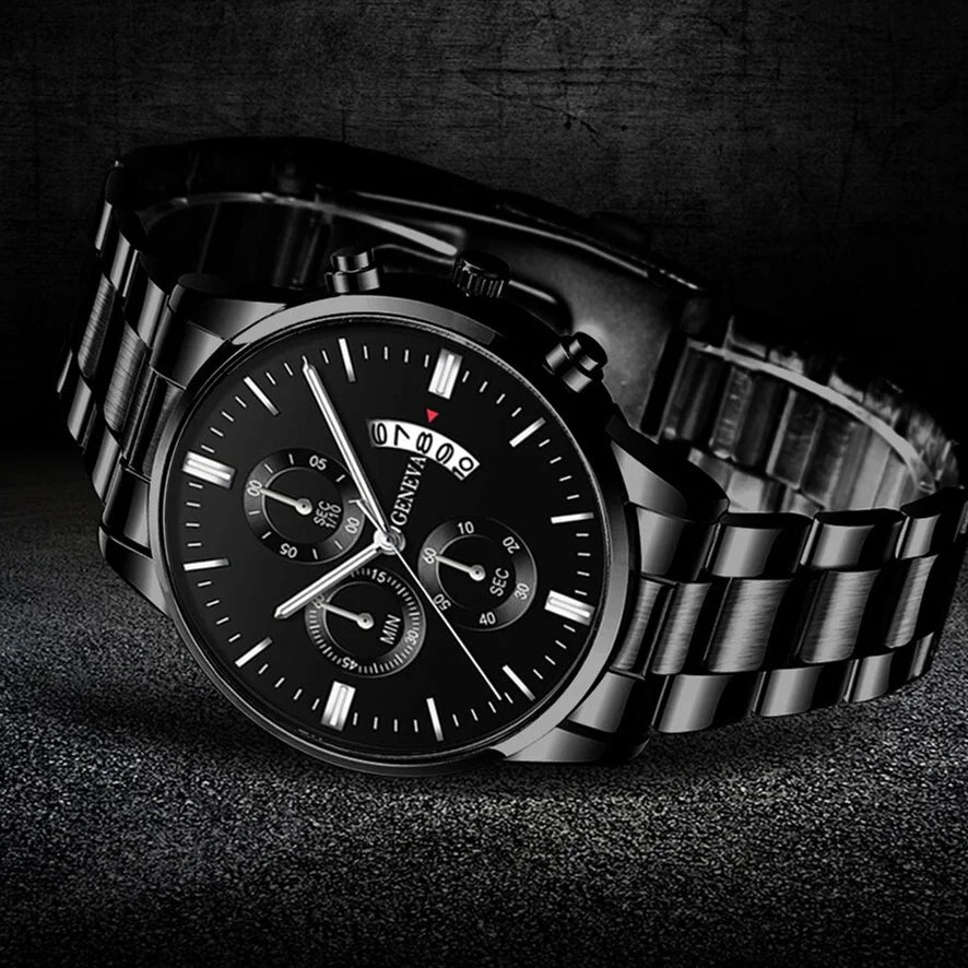 Reloj de Pulsera Clásico SOXY para Hombre – Acero Inoxidable, Calendario Completo