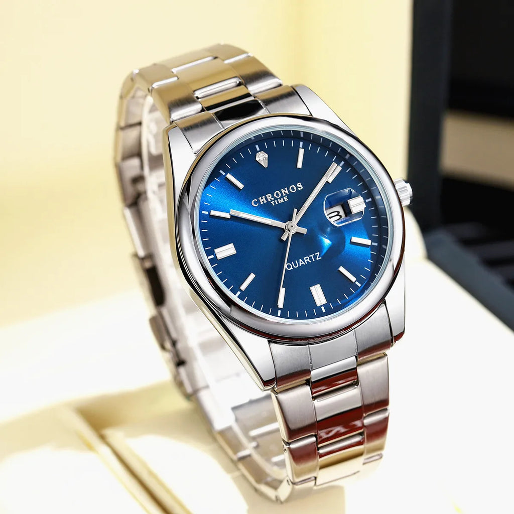 Reloj de Cuarzo Chronos CH08 — Estilo Luxury en Acero Inoxidable
