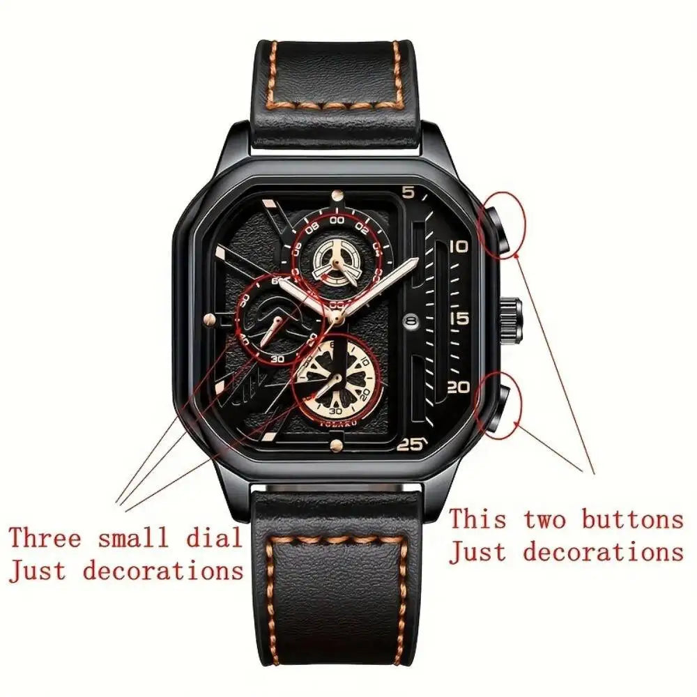 Reloj de Cuarzo con Correa de Cuero para Hombre ⌚🖤