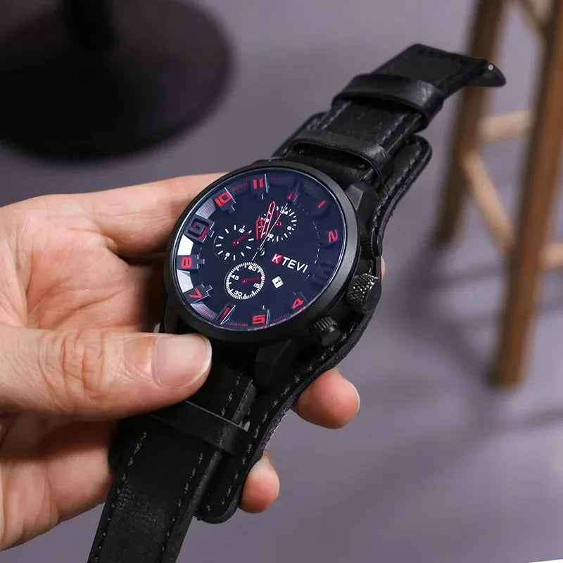Reloj Analógico-Digital de Cuero — Diseño Fashion & Casual