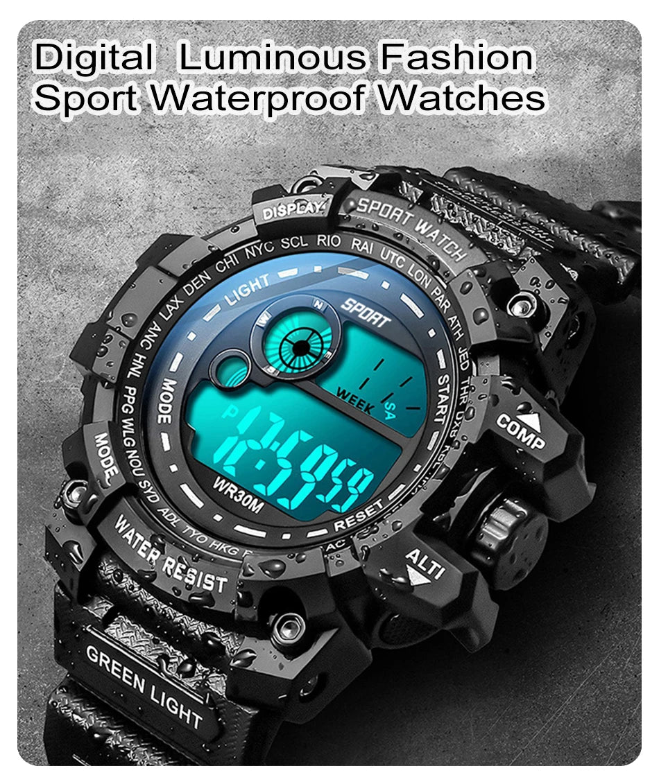 Reloj Digital HQ8054 — Estilo Deportivo Robusto