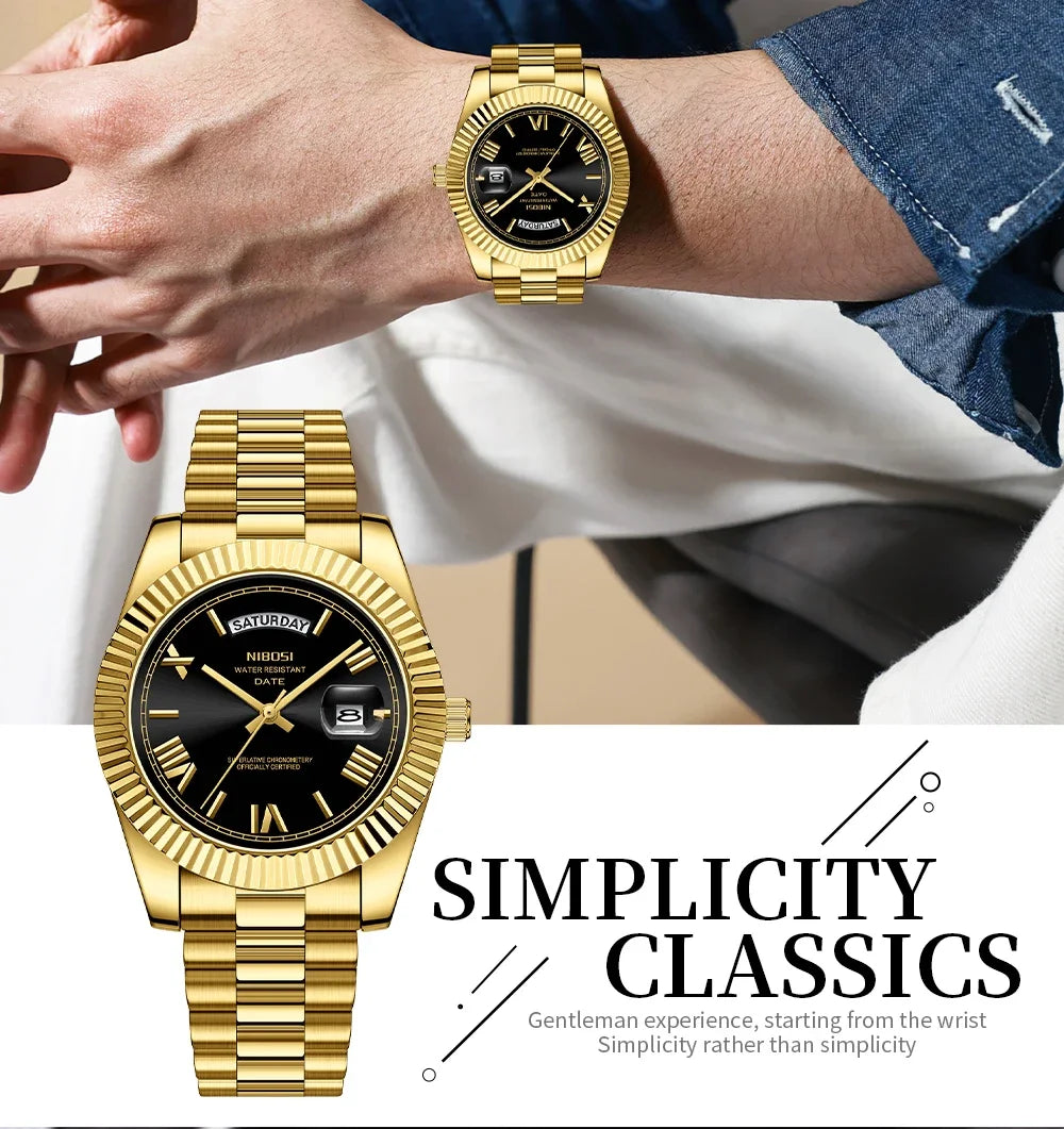 Reloj NIBOSI de Cuarzo con Correa de Acero Inoxidable ⌚✨