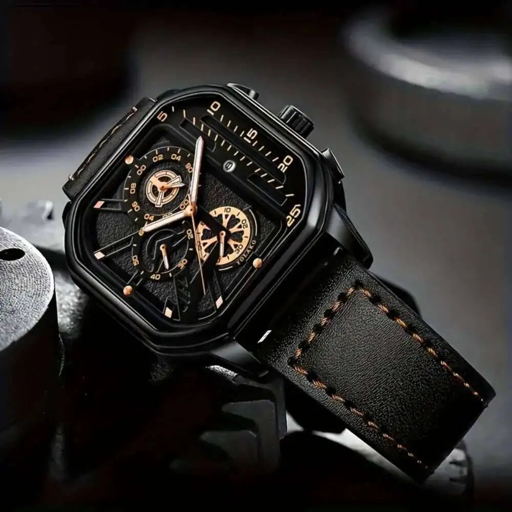 Reloj de Cuarzo con Correa de Cuero para Hombre ⌚🖤