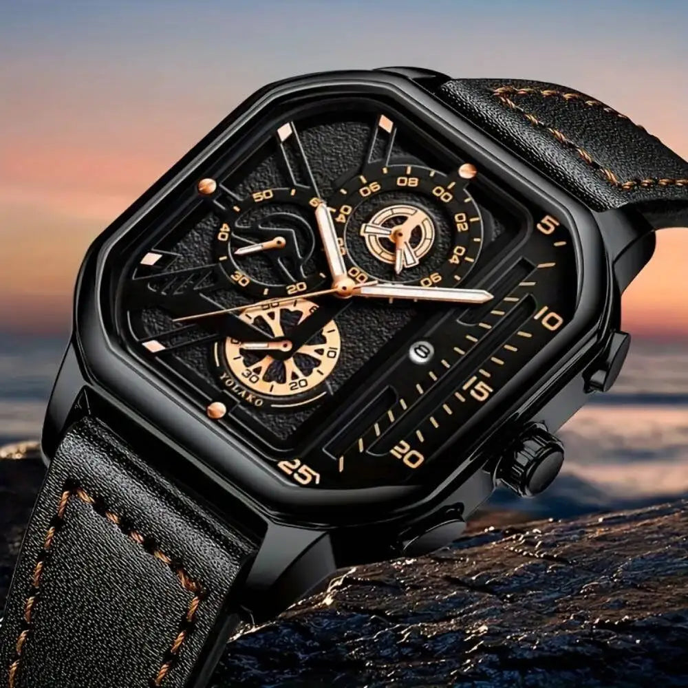Reloj de Cuarzo con Correa de Cuero para Hombre ⌚🖤