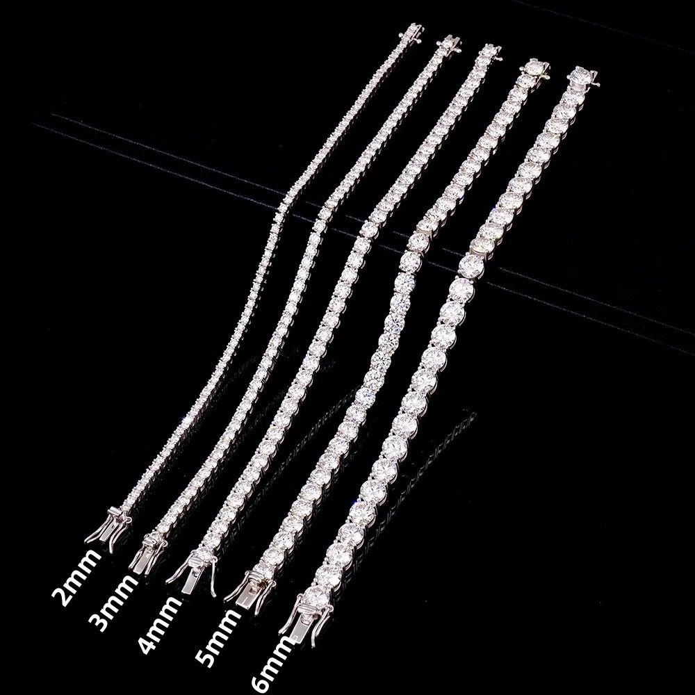 Pulsera Tennis de Moissanita D VVS1 con Diamantes Simulados, Certificado GRA, Plata de Ley 925 Chapada en Oro de 18K, Joyería Elegante y Exclusiva.