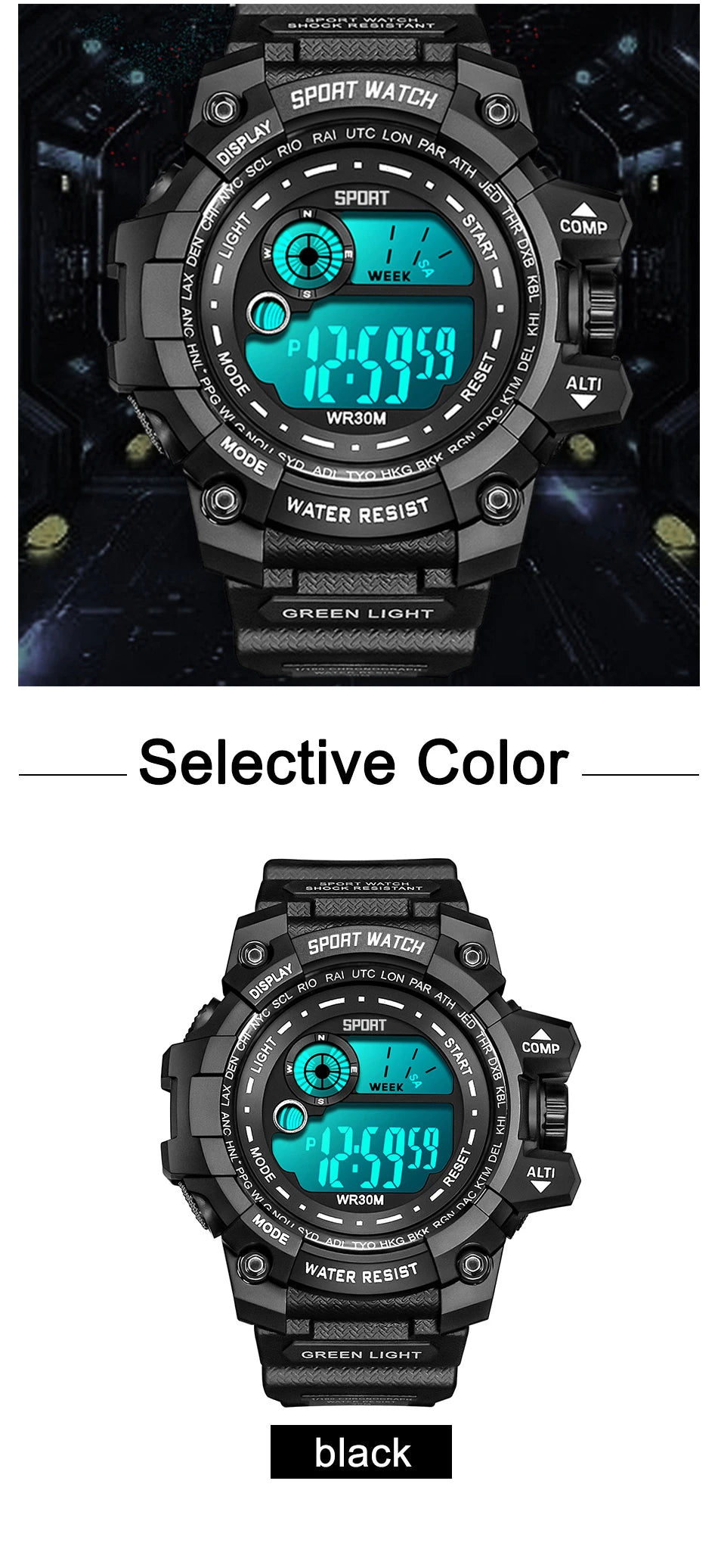 Reloj Digital HQ8054 — Estilo Deportivo Robusto