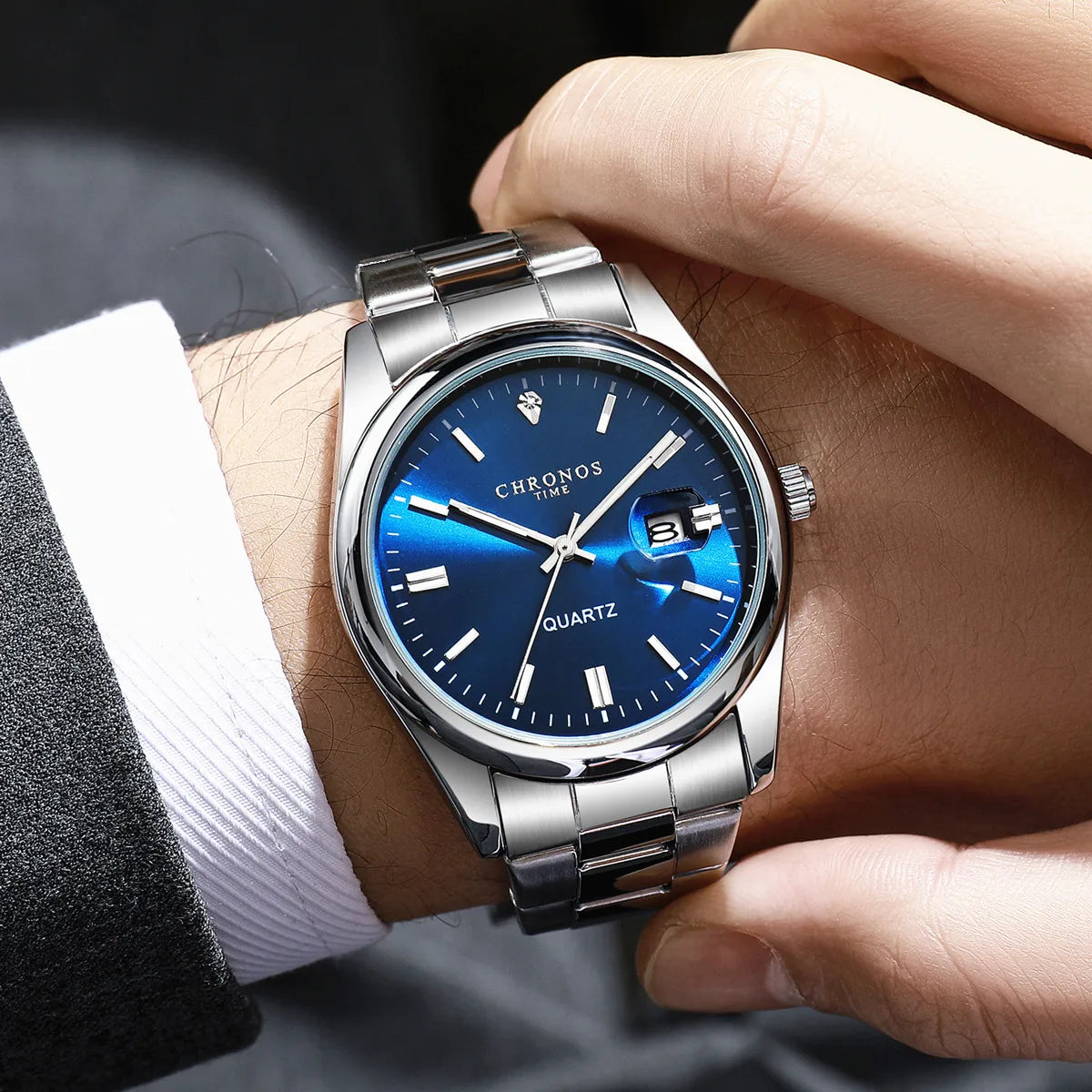 Reloj de Cuarzo Chronos CH08 — Estilo Luxury en Acero Inoxidable