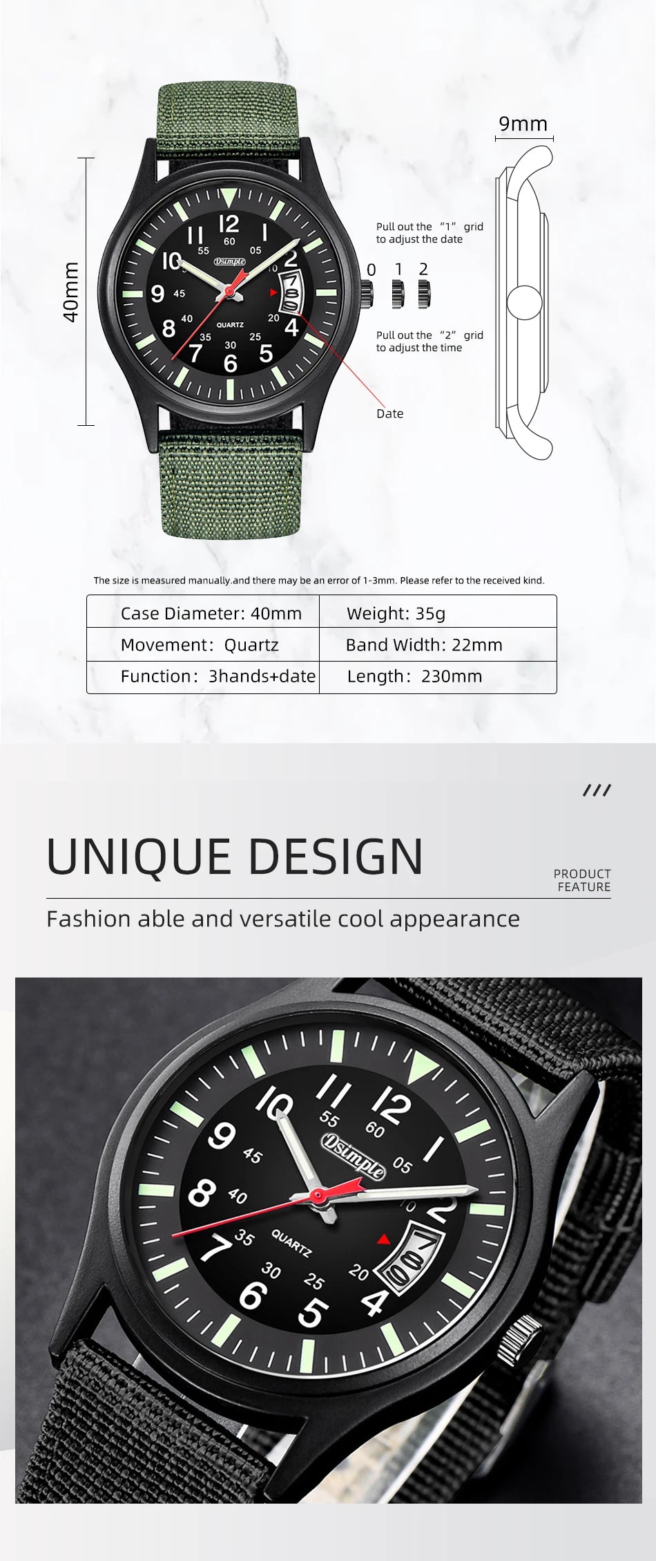 Reloj de Cuarzo DSIMPLE AM87113 — Diseño Casual con Correa de Nylon
