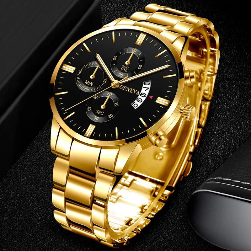 Reloj de Pulsera Clásico SOXY para Hombre – Acero Inoxidable, Calendario Completo