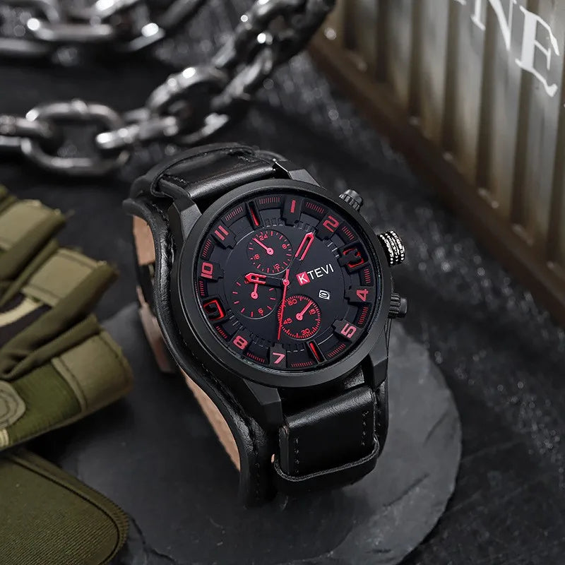 Reloj Analógico-Digital de Cuero — Diseño Fashion & Casual