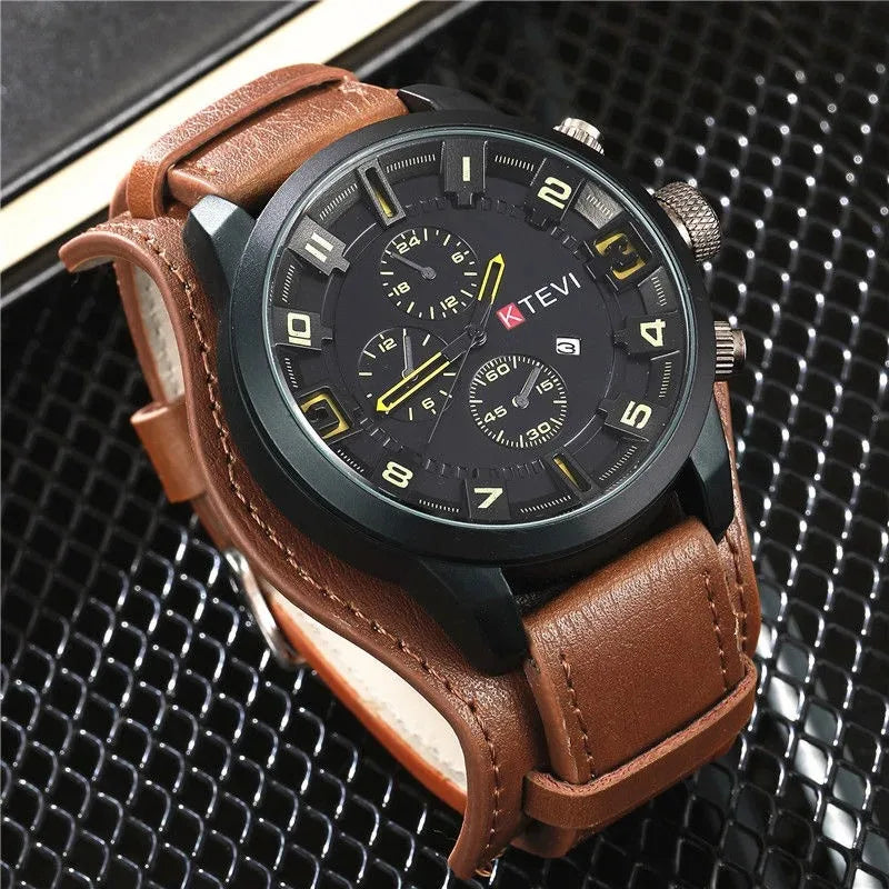 Reloj Analógico-Digital de Cuero — Diseño Fashion & Casual