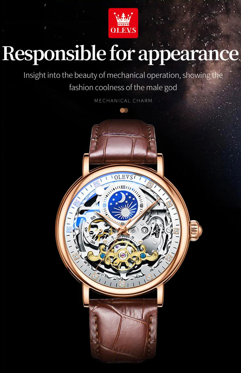 Reloj Mecánico Automático OLEVS 9001 — Esqueleto con Tourbillon