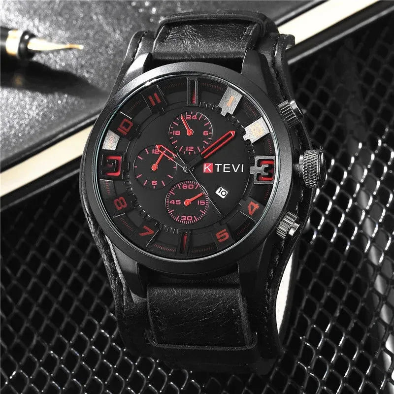 Reloj Analógico-Digital de Cuero — Diseño Fashion & Casual
